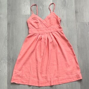 THEORY LINEN DRESS V NECK SUN DRESS A LINE PINK WOMENS 0
